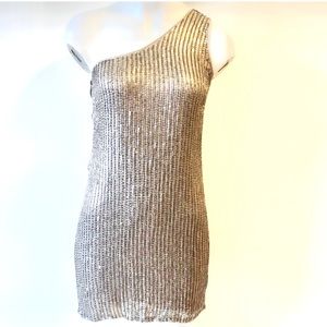 PINKO short dress One-shoulder sequin mini dress  size M vintage GC